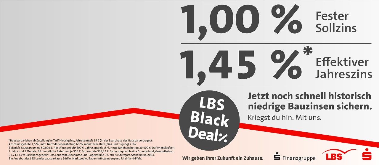 Bauzinsen LBS Black Deal